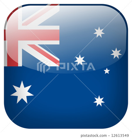Australia national flag square button isolated on white background Australia national flag square button isolated on white background 12613549