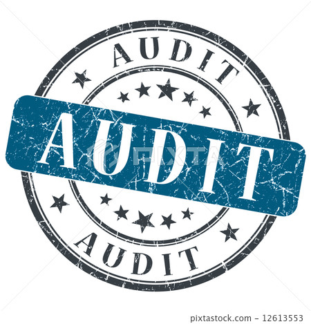 Audit blue round grungy stamp isolated on white background 12613553
