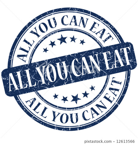 All you can eat grunge blue round stamp 12613566