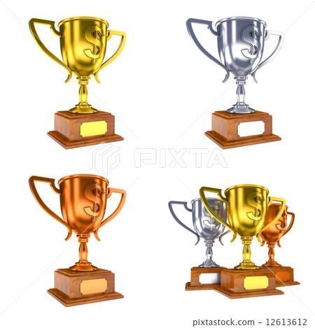 Contest Concepts - Colorful Trophy Cups of 3D Illustrations. Contest Concepts - Colorful Trophy Cups of 3D Illustrations. 12613612