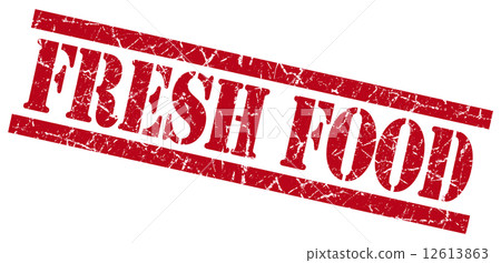 fresh food red grungy stamp isolated on white background 12613863