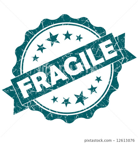 Fragile turquoise vintage round grunge seal isolated on white background 12613876
