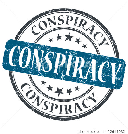 Conspiracy blue grunge round stamp on white background 12613982