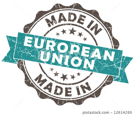 made in european union turquoise grunge seal isolated on white background 12614289