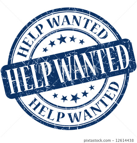 Help wanted grunge blue round stamp Help wanted grunge blue round stamp 12614438