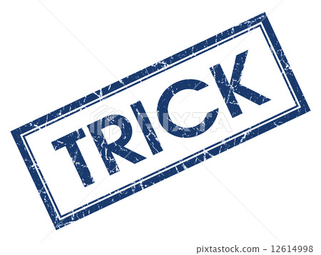 Trick blue square grungy stamp isolated on white background Trick blue square grungy stamp isolated on white background 12614998