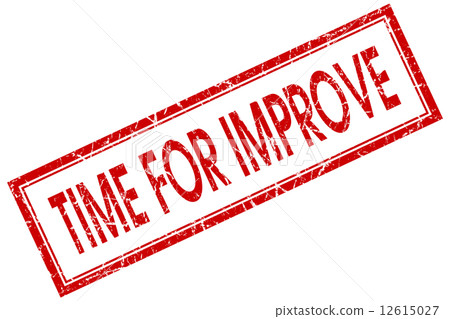 Time for improve red square grungy stamp isolated on white background Time for improve red square grungy stamp isolated on white background 12615027