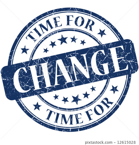 Time for change blue round grungy vintage isolated rubber stamp 12615028