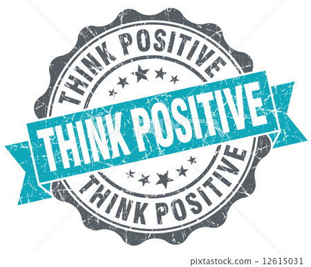 Think positive turquoise grunge retro vintage isolated seal 12615031