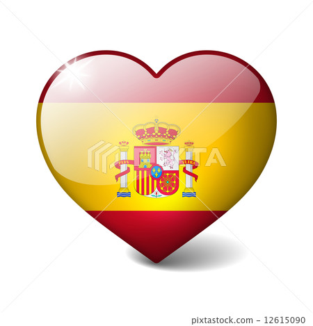 Spain 3d glass heart with realistic shadow isolated on white 12615090
