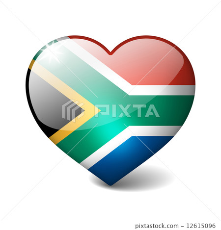 South Africa 3d glass heart with realistic shadow isolated on white 12615096