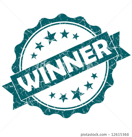 Winner turquoise vintage round grunge seal isolated on white background 12615368