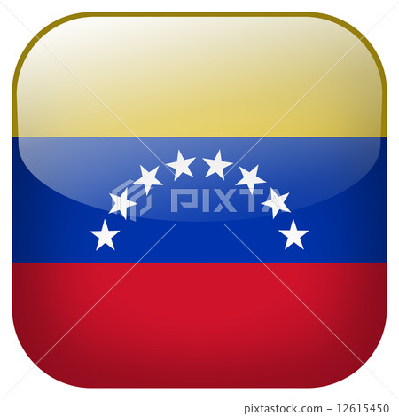 Venezuela national flag square button isolated on white background 12615450