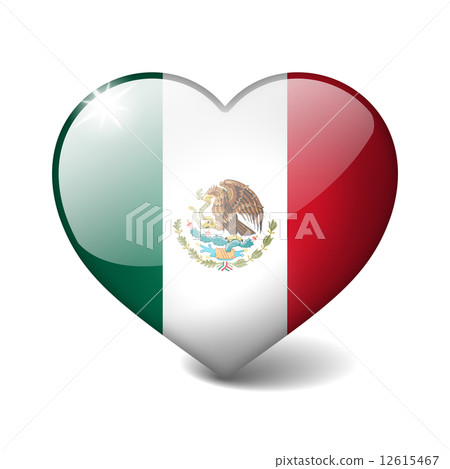 Mexico 3d glass heart with realistic shadow isolated on white Mexico 3d glass heart with realistic shadow isolated on white 12615467