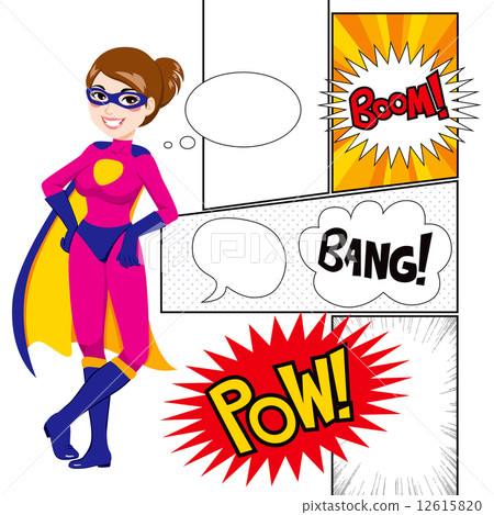 Super Hero Woman Panels Comic 12615820