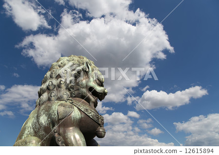 Bronze Guardian Lion Statue in the Forbidden City, Beijing, China Bronze Guardian Lion Statue in the Forbidden City, Beijing, China 12615894