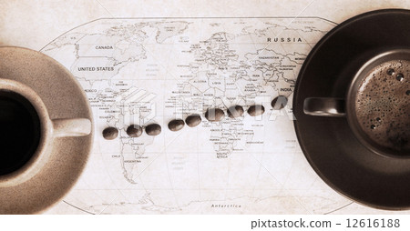 artwork  in retro style,  coffee around the world 12616188