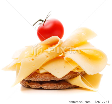 Cheese sandwich isolated on white background cutout 12617751