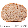 Slice of fresh white grained bread isolated on white background 12617791