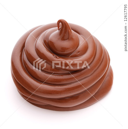 Chocolate cream swirl isolated on white background cutout 12617795