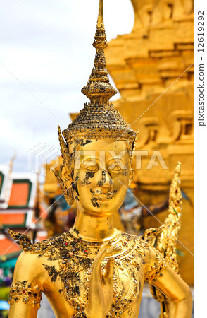 Golden kinnara statue in Grand palace Bangkok,Thailand. 12619292