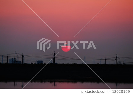 Pond and sunset Pond and sunset 12620169