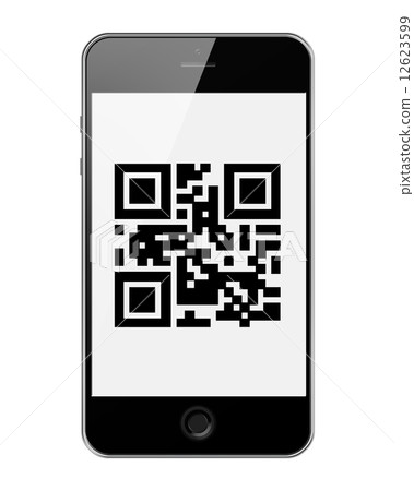Mobile Smart Phone with QR Code Isolated on White Background. Mobile Smart Phone with QR Code Isolated on White Background. 12623599