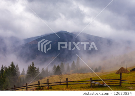 global warming. mountain landscape. Clouds and fog global warming. mountain landscape. Clouds and fog 12623824