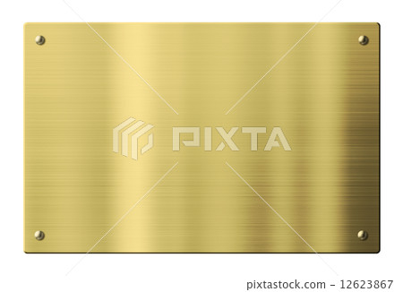 Brass or gold metal plate isolated with clipping path included Brass or gold metal plate isolated with clipping path included 12623867