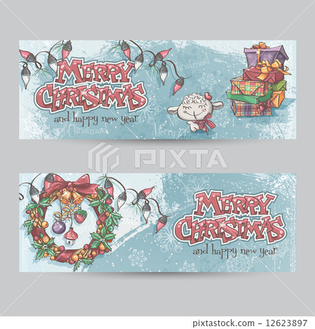Set of horizontal Christmas banners with the... - Stock Illustration ...