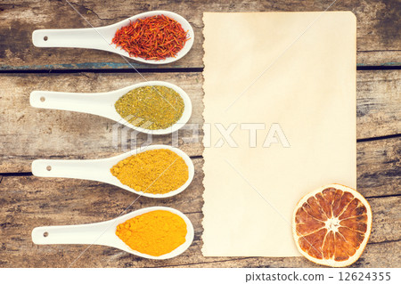 Spices recipe background. Spices recipe background. 12624355