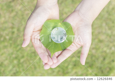 Eco image globe, leaf and hand 12626846