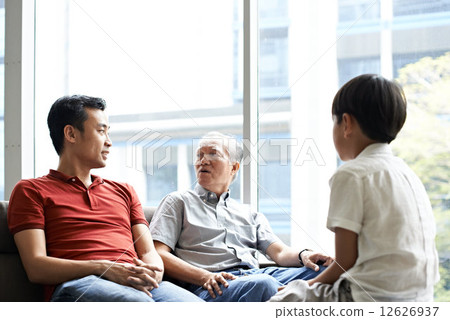 Three Generations of Men - Sitting on Couch Three Generations of Men - Sitting on Couch 12626937