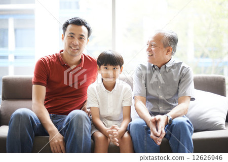 Three Generations of Men - Sitting on Couch Three Generations of Men - Sitting on Couch 12626946