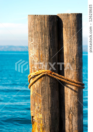 Wooden Bollards - Garda Lake Italy Wooden Bollards - Garda Lake Italy 12628685
