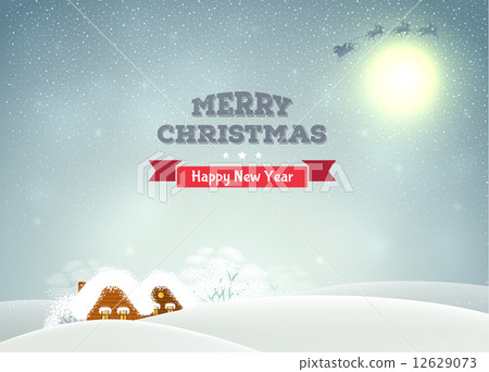 Winter landscape with houses 12629073