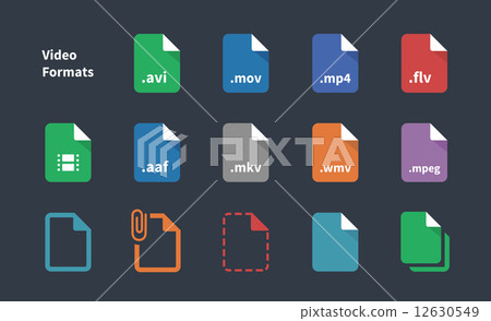 Set of Video File Formats icons. 12630549