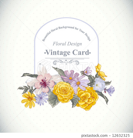 Vintage floral bouquet, botanical greeting card - Stock Illustration ...