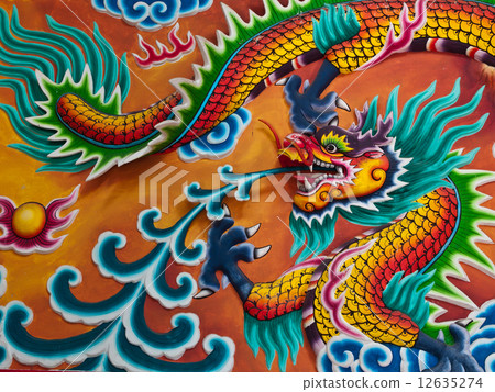 The traditional Thai-Chinese Dragon on wall The traditional Thai-Chinese Dragon on wall 12635274