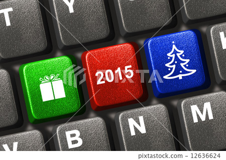 Computer keyboard with Christmas keys 12636624