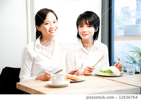 Cafe with two girls 12636764