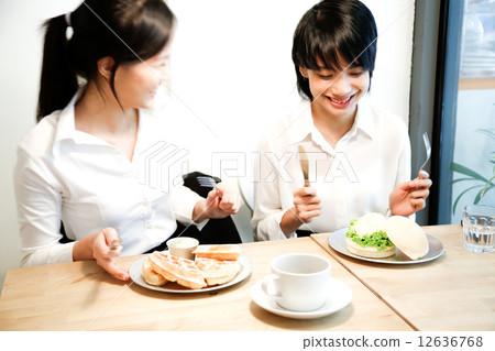 Cafe with two girls 12636768