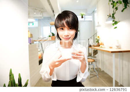 Cafe with two girls 12636791