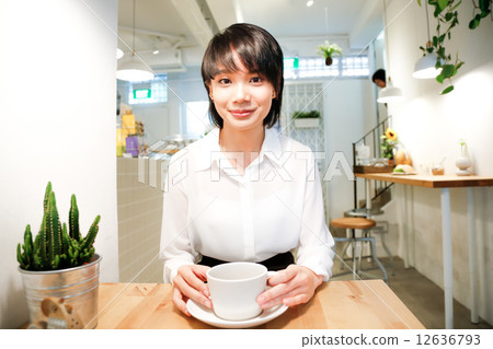 Cafe with two girls Cafe with two girls 12636793