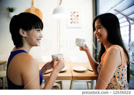 Cafe with two girls 12636828