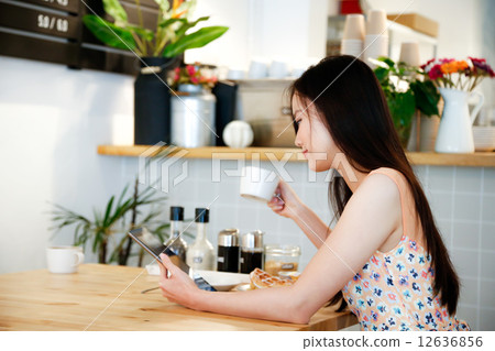 Cafe with two girls 12636856