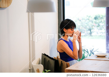Cafe with two girls Cafe with two girls 12636880