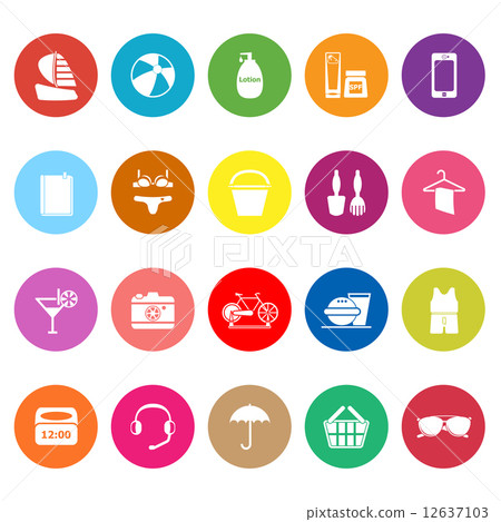 Beach flat icons on white background 12637103