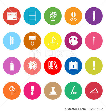 General stationary flat icons on white background 12637134