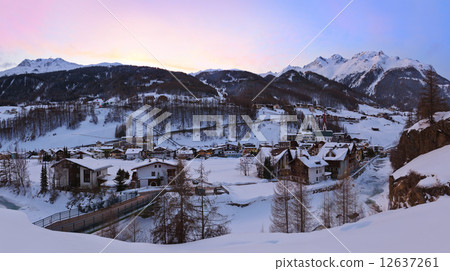 Mountains ski resort Solden Austria at sunset Mountains ski resort Solden Austria at sunset 12637261